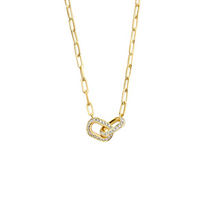 Collar de Lujo de Oro Amarillo de 18K con Eslabones Entrelazados y Diamantes Cultivados en Laboratorio con Corte Brillante Redondo - Product Image 1