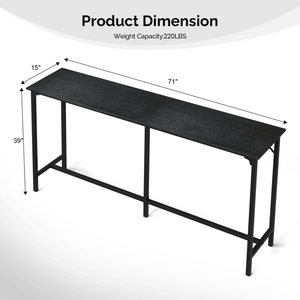 71-Inch Black <b>Bar</b> <b>Table</b> with Durable MDF Top and Metal Frame 209 Lbs Capacity Pub Height for <b>Kitchen</b>/<b>Bar</b> Counters - Product Image 4
