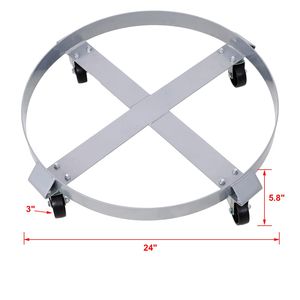 Chariot à fûts robuste en acier (4 pièces) pour fûts de 55 gallons, avec 4 roues pivotantes à frein pour le déplacement de fûts - Product Image 3
