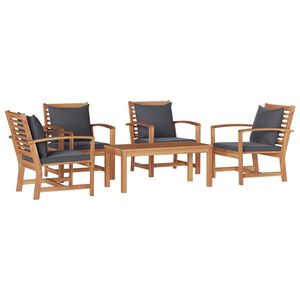 Ensemble de canapé de jardin 5 pièces en teck massif naturel, meubles d'extérieur durables - Product Image 1