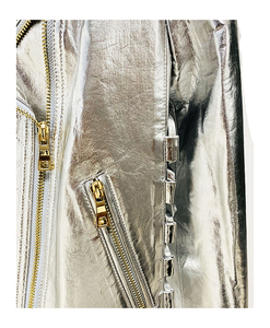 <b>Women's</b> Genuine <b>Leather</b> <b>Moto</b> <b>Jacket</b> Full Sleeve Zipper Closure Stand Collar Autumn Style - Product Image 6