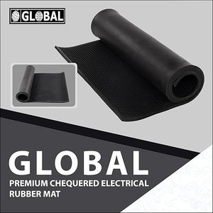 <b>Rolled</b> black rubber floor <b>mat</b> with textured grid surface isolated on white background showing durable industrial safety - Product Image 5