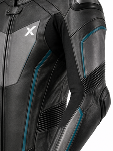 Combinaison de moto en cuir une pièce Performance Track |   Noir Gris |   Logo X |   Fabricant OEM ODM |   Qualité de conception haut de gamme | - Product Image 4