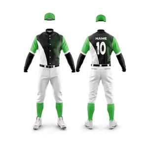 Ensemble de maillots de baseball personnalisés pour hommes, noir, bleu, blanc, polyester sublimé, évacuation de l'humidité, manches longues, toutes saisons, taille adulte - Product Image 2