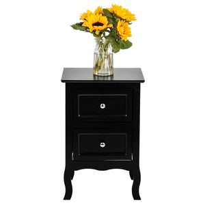 Comodino a Due Ripiani in Stile Country, Grande Dimensione, Nero, Arredamento Camera da Letto - Product Image 6