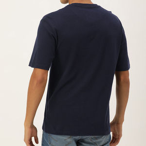 100% Cotton O-Neck Short Sleeve Regular Fit Solid Eco-Friendly Casual Men's Knitted T-Shirt 240 Grams Custom Front <b>Logo</b> - Product Image 2