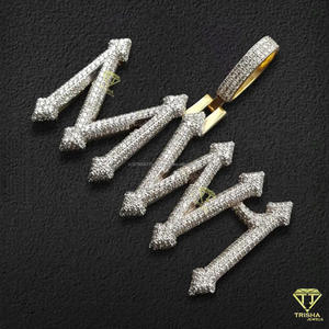 Cadena de Lujo Estilo Flecha con Nombre, Colgante de Diamantes Moissanita Iced Out, Joyería de Declaración Hip Hop - Product Image 3