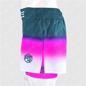 Short de boxe et de MMA 2 en 1 pour hommes, unisexe, taille moyenne, vêtements d'entraînement, jogging imprimé par sublimation, sans gi tissé, design unique de couleurs. - Product Image 5