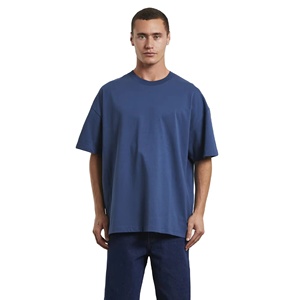 T-shirts décontractés pour hommes, coupe classique, manches courtes, 100 % coton jersey, devant uni, respirant, séchage rapide, col rond - Product Image 1