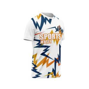 NAVZA APPAREL Men's Sports Jersey Short Sleeve Sublimation Printed Quick Dry Polyester <b>T</b>-<b>Shirt</b> Front <b>Orange</b> White Pattern - Product Image 6