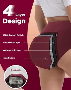 Braguitas Menstruales Reutilizables de Algodón para Mujer, de Cintura Alta, con Lazo, Ajuste Cómodo, Alta Absorbencia, a Prueba de Fugas y de Secado Rápido - Product Image 3