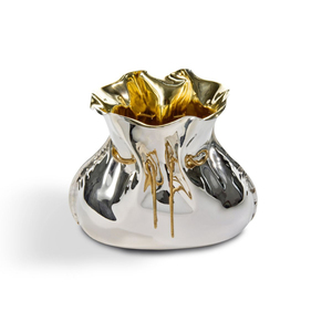 Cuenco de metal chapado en oro con asas de diseño de horquilla, pulido y elegante, para servir alimentos, apto para lavavajillas, de la India, al precio más bajo. - Product Image 4