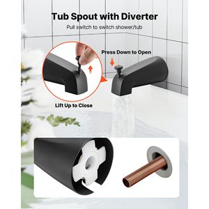 Set Doccia Completo da 5 Pollici con Soffione a Pioggia e 8 Impostazioni di Getto Regolabile, Rubinetto per Vasca da Bagno con Bocca di Scarico Inclusa - Product Image 6