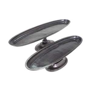 Bandejas de Aluminio Estilo Pedestal, Forma Ovalada, Bandejas Decorativas, Juegos de Regalo, Platos para Servir Postres, Dulces, Caramelos, Decoración para Mesa de Fiesta - Product Image 1