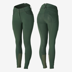 Pantalones de equitación de lujo para mujer, elásticos en 4 direcciones, de talle alto, con asiento completo de silicona, bolsillos para teléfono, transpirables - Product Image 3