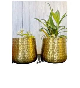 Hot Sale Brass Plated Flower Pot Garden Round Shape Plastic Nursery Plant Pot Gallon Pot For Garden