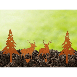 CIFbuy Statue da Giardino Rustiche, Set di Sculture Antiche in Metallo a Forma di Cervo e Albero, Decorazione per Prato e Patio, per Esterni di Fattorie, Arte da Giardino, Tendenza TikTok - Product Image 3