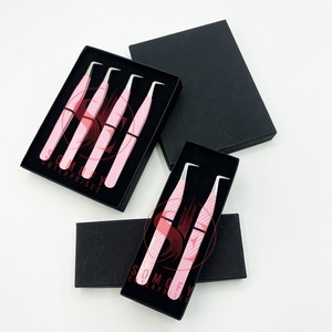 Pince à épiler pour extension de cils personnalisée à 90 degrés en argent rose bébé beauté durable pointe en fibre d'acier commande privée faite - Product Image 6
