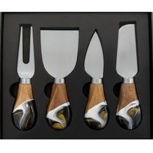 Ensemble de couverts en acier inoxydable avec manche en résine, couteau et cuillère décoratifs, ensemble de couverts métalliques classiques pour la cuisine - Product Image 5