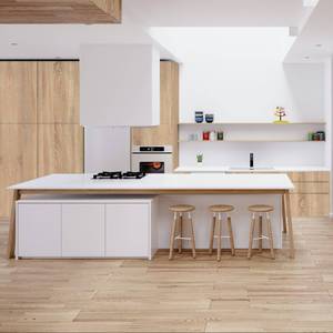 Gabinetes de Cocina Modernos Blancos Personalizados JY Project, Estructura de MDF, Juego Completo con Fregadero, Herrajes y Cajones Deslizantes Duraderos - Product Image 4