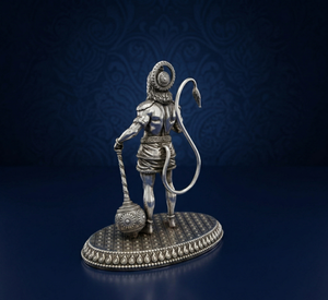 Idole de Hanuman en argent oxydé plaqué argent 999 de Jaipur Metals |   Statue religieuse gravée en laiton 100% |   6x4x8cm |   65g |   Décoration d'intérieur Pooja - Product Image 6