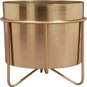 Hot-selling Golden Metal Planter with <b>Stand</b> 11 inches Tall Metal <b>Pots</b> With <b>Stand</b> - Product Image 3