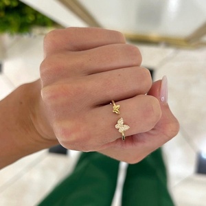 Anillo Abierto de Diamante Cultivado en Laboratorio con Diseño de Mariposa, Personalizado, Oro Sólido de 10K/14K, Plata 925, Anillo Apilable, Fabricante Directo - Product Image 4