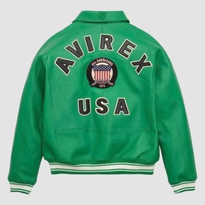 Collection Hiver 2026 – Blouson en Cuir Avirex Personnalisable pour Homme – Style High Street avec Col Montant et Fermeture Éclair - Product Image 2
