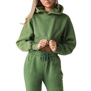 Conjunto de Sudadera Corta y Pantalones Deportivos para Mujer, Sudadera Corta con Capucha y Pantalones Jogger - Product Image 2