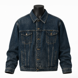 Veste en jean personnalisée pour homme, denim foncé, style vintage, veste en jean trucker, fabricant OEM ODM - Product Image 1