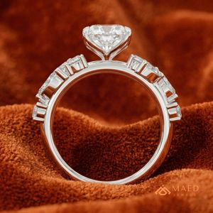 925 Sterling Silver Oval Cut Moissanite Cluster Engagement <b>Ring</b> Luxury Bridal Jewelry Gift Women USA Trend - Product Image 5