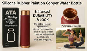 Botella de agua de gimnasio de cobre puro 100%, botella de agua potable directa para viajes y deportes con estampado indio, fabricada en India - Product Image 3