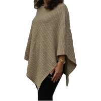 Poncho en cachemire 100% pur, tricoté plat, élégant, uni, surdimensionné pour femme, châle décontracté, confortable, chaud et doux pour l'hiver