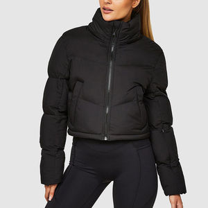 Cropped Bubble Jacket Women Quilted Short Design Warm Winter Outerwear Thick Detachable Collar 100% Polyester - Product Image 3