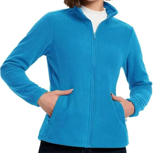 Chaqueta polar con cremallera para mujer, manga larga, cálida, tejida, fabricada por OEM, suave, ligera, con bolsillos, para invierno - Product Image 2