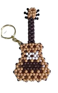 Beautiful cake design <b>pink</b> and white coloured handmade seed beaded embroidered keychain and keyring <b>bag</b> accessories from India - Product Image 3