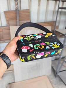 Indian Fashion Style Handmade Beaded <b>Linen</b> Waterproof Eco-Friendly Designer Clutch <b>Bag</b> Bohemian Style Evening Shopping Party - Product Image 5