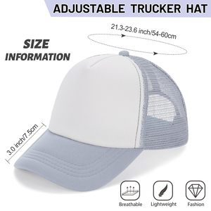 Gorra Trucker Unisex Blanca y Gris de Lona, 6 Paneles, Ajustable, Transpirable, Impermeable, para Adultos, Primavera/Verano, 100% - Product Image 5