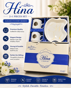 <b>Pine</b> Cafe Luxury Ceramic Gift Set with Printing 2 Cups 1 Serving Platter Black Easy Clean Luxurious <b>Box</b> for Festive Housewarming - Product Image 4