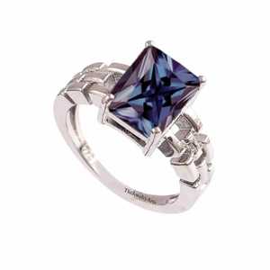 Vintage Alexandrite Engagement <b>Ring</b> <b>Silver</b> <b>Emerald</b> Cut VVS Clarity Prong Setting Wedding Anniversary <b>Ring</b> for Women Gifts for - Product Image 4