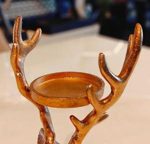 Golden Metal Deer Antler <b>Tea</b> <b>Light</b> Holder Round Shape Heat Resistant Home Decoration Christmas - Product Image 2