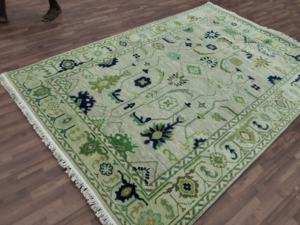 Tapis Oushak en laine noué à la main de haute qualité, motif floral pastel, tapis turc vintage, tapis artisanal de luxe, décoration d'intérieur - Product Image 5