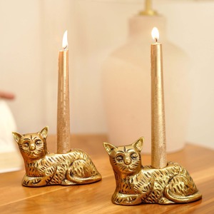 Juego de Portavelas con Forma de Gato Glow Studio, Acabado Dorado, Decoración Duradera para el Hogar - Product Image 4