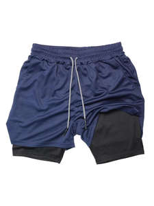 Pantalones cortos de doble capa delgados de verano de alta calidad para hombre, pantalones cortos transpirables personalizados para fitness al aire libre para hombre - Product Image 6