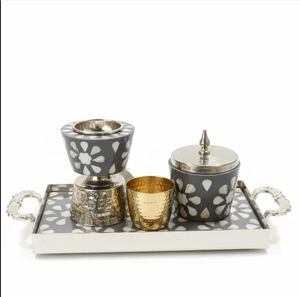 Luxury Mother of Pearl <b>Bakhoor</b> Burner Set with Tray Arabic Incense Holder <b>Oud</b> Burner Ramadan Gift Decor Home Decor Incense - Product Image 1