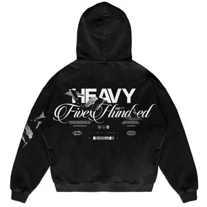 เสื้อฮู้ดดี้ผ้าฝ้ายหนา 500GSM ทรงโอเวอร์ไซส์ สไตล์สตรีทแวร์ สำหรับผู้ชาย พิมพ์ลายโลโก้ด้านหลัง - Product Image 1
