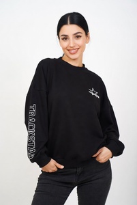 เสื้อสเวตเชิ้ตคอเต่าสีดำ TRACKSTAR พิมพ์ลายกราฟิก Star Graphic Outline ทรงโอเวอร์ไซส์ ยูนิเซ็กส์ ผ้าฟลีซหนานุ่ม ขายส่ง - Product Image 2