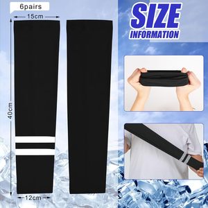 Unisex Solid Polyester Arm Sleeves UPF50+ Three-Quarter Length Sun Protection Gray <b>Black</b> <b>White</b> <b>Stripes</b> Reflective Arm Sleeves - Product Image 6