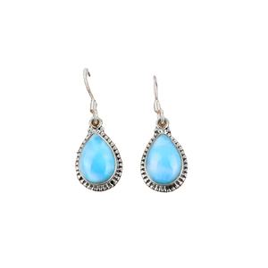 Pendientes colgantes clásicos de Plata de Ley 925, joyería fina de piedras preciosas Larimar para compromiso o aniversario - Product Image 1