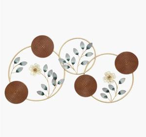 Modern Metal Wall <b>Art</b> Circular Foliage Design Gold Frame Boho Home Decoration <b>Large</b> 33-40 Inch Handmade - Product Image 5
